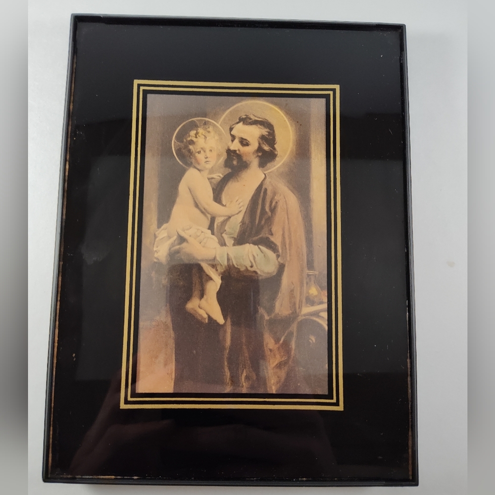Christmas Wall Decor Accent Joseph & Baby Jesus Print in frame
